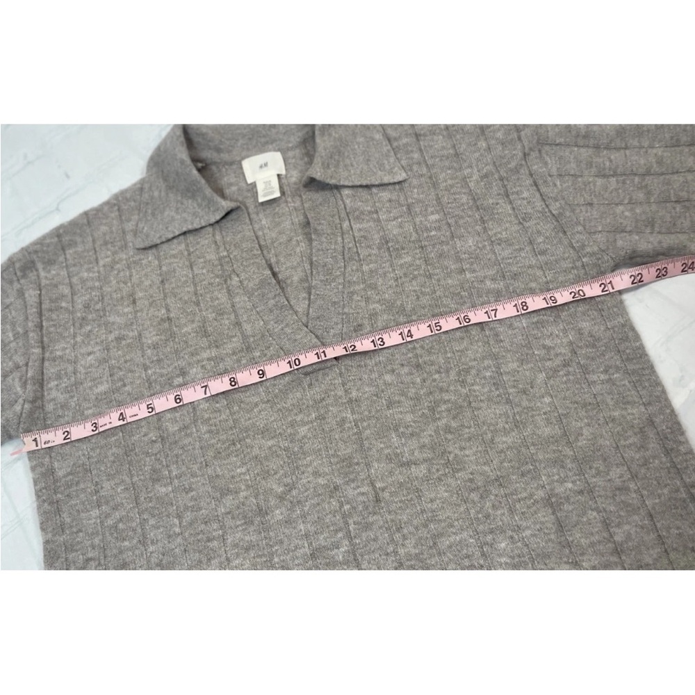 H&M Fine Knit Sweater Polo Shirt Top 3/4 Sleeve Woman’s Size‎ XS Classic RELAXED - Picture 10 of 16